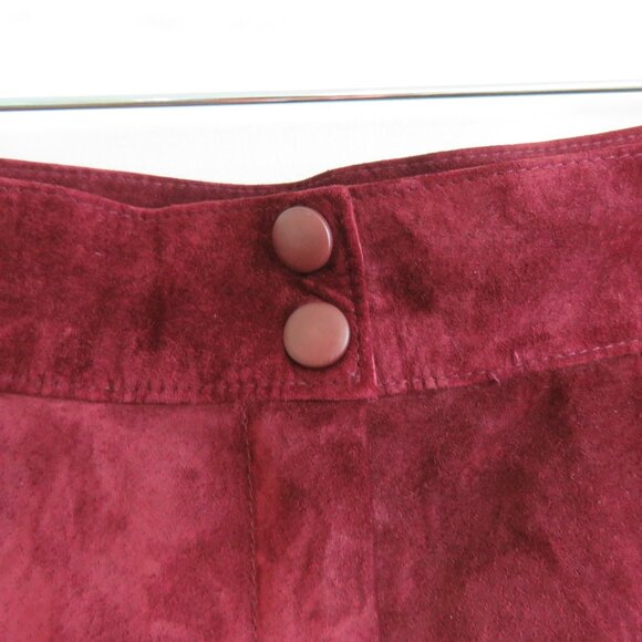 VINTAGE DANIER Deadstock Maroon Leather Suede High Waisted Shorts - Size 4 NWT - Picture 4 of 15